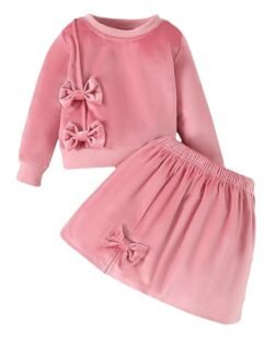 Hopscotch Girls Polyester Solid Skirt Set