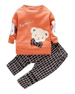 Hopscotch Boy's Cotton Solid Animal Print Top And Pant Set