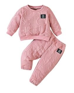 Hopscotch Baby Girls Textured Print Full Sleeves Pink Pant set