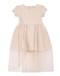 Mini Klub Baby Round Neck Sleeveless Woven Cotton Dress (Peach Color)