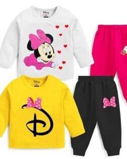 Kuchipoo Baby Girl Regular Fit Cotton T-Shirts and Pyjamas Set (© Disney-PSUT-103