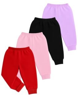 Kuchipoo Baby Girl Winter Fleece Pajamas – Warm & Soft Bottoms (Pack of 4)