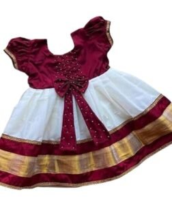 Angel f Studio Baby-Girl's Cotton Silk Fit and Flare Midi pattu Pavadai for Kids