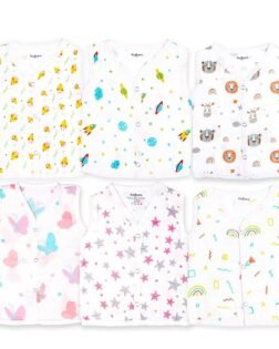 Kidbea® 100% Organic Soft Cotton Muslin Sleeveless Jhabla for Baby Boys | Regular Fit Vest for Infant Summerwear Set I GOTS Certified