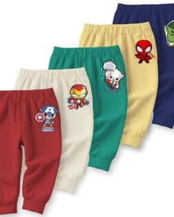 minicult Cotton Pajama Pants with All Over Print for Boys and Girls (Multicolor Designs)(Pack of 5)