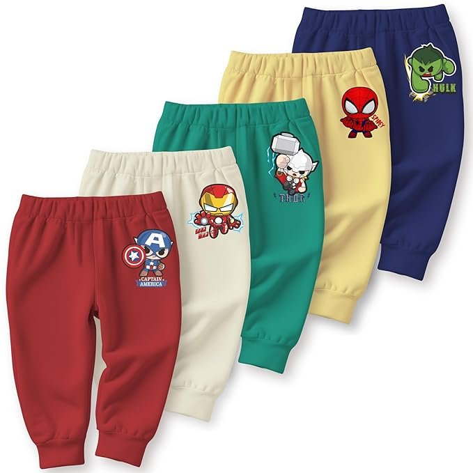 minicult Cotton Pajama Pants with All Over Print for Boys and Girls (Multicolor Designs)(Pack of 5)