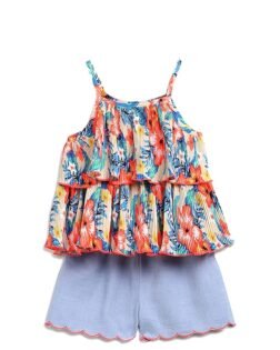 Nautinati Infant Girls Printed Top and Shorts Set | Cotton Blend |Age 0 –3 Years