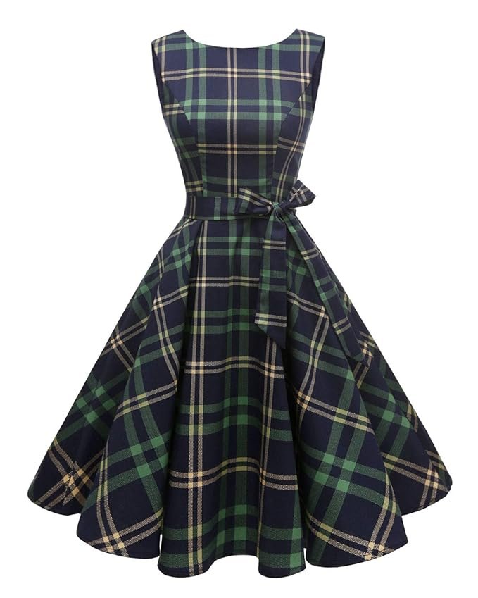 Hanpceirs Women's Boatneck Sleeveless Swing Vintage 1950s Cocktail Dress