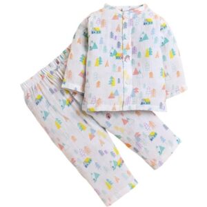 POLKA TOTS Baby Jhabla & Pant Set | 100% Cotton Muslin | Full Sleeve Printed Top + Soft Bottom | Unisex Outfit for New Born, & Toddlers