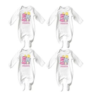 Five Months Old Baby Jumpsuit,New Born Baby Customised Name Baby Dress for Girl (Pack of 4) -
