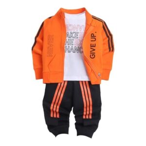Hopscotch Baby Boys Cotton Printed T-shirt, Jacket and Jogger Set