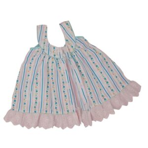 Adorable Baby Frock with Bloomers | Cotton Lace Dress | Floral Stripes | Comfy Fit | Ruffled Sleeves | Everyday Outfit