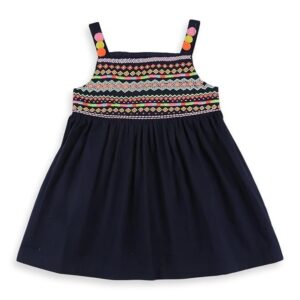 Nautinati Girls A-line Print Strap Sleeve Cotton Dress | Age 0-3Years