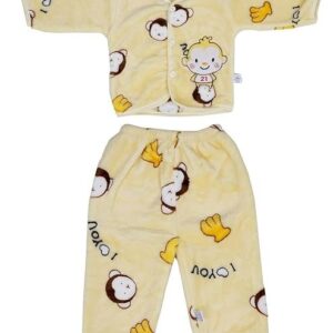 Printed Top-Pyjama Set for Baby Boys Yellow 0-6 Months