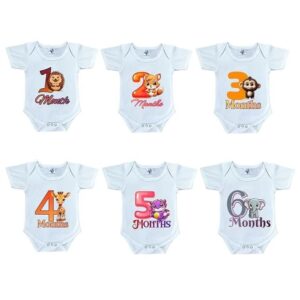 Monthly Milestone Birthday Dress Romper bodysuit Onesie for Baby Boy Girl and Newborn