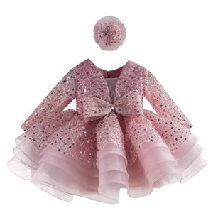 KLFFLGID Baby Girl Pageant Dress Sequins Embroidered Lace Toddler Flower Wedding Birthday Party Gown Dresses 12M-6Y