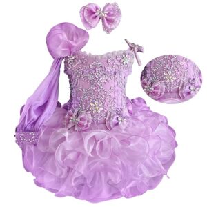 Jenniferwu Baby Girl Pageant Dress Handmade Beaded Dresses Toddler Pageant Girl's Princess Dress