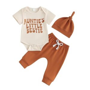 Fiomva Newborn Baby Clothes Outfits Boy Funny Letter Short Sleeve Onesie Romper+Long Pants Set Infant Summer Clothing