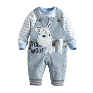 Cute Baby Boy Clothes Suit Toddler Boys' Striped Long Sleeve T-Shirt+Denim Overalls Jumpsuit Pants Outfits Sets